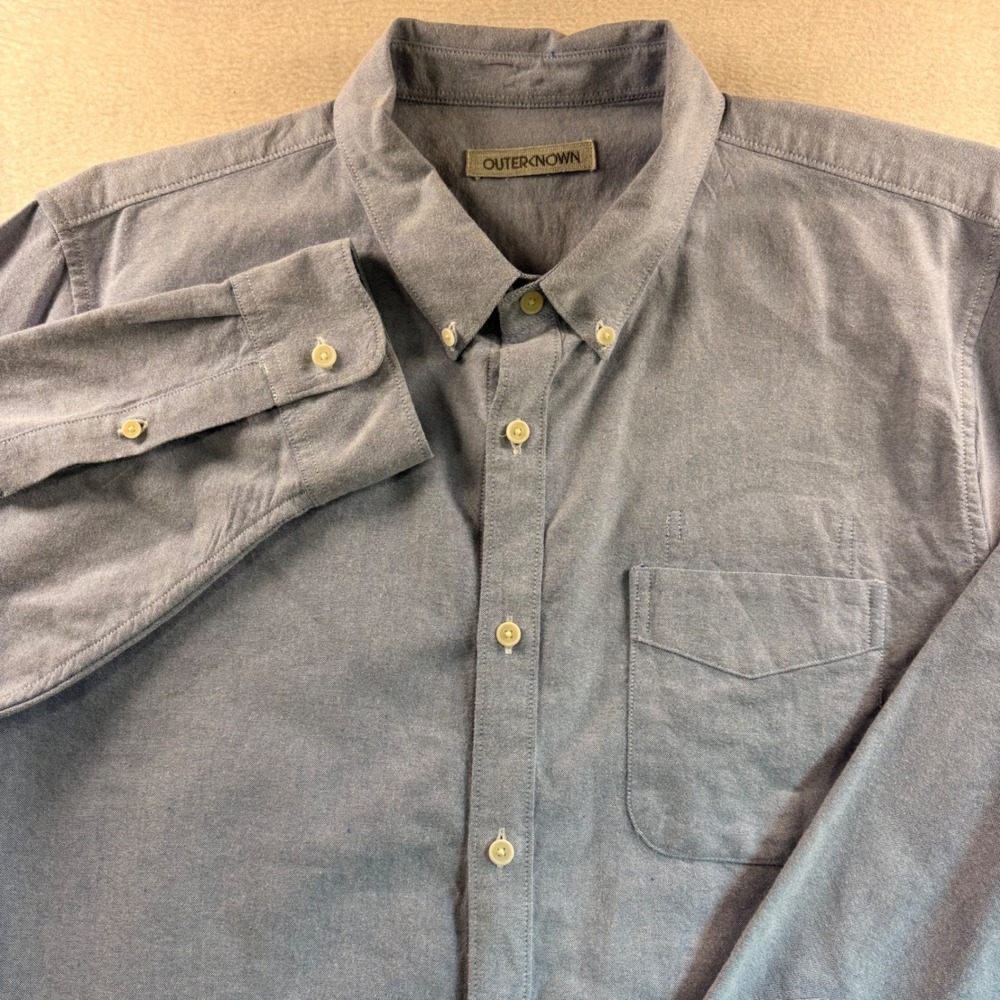 Outerknown Mens XL Organic Cotton Oxford Button Down Shirt Blue Long Sleeve